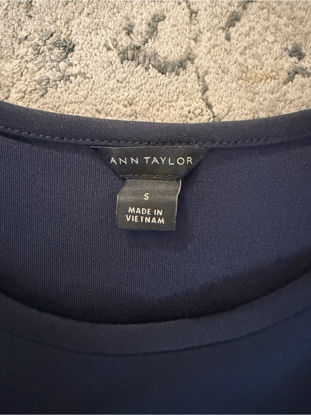 Ann Taylor Navy Sleeveless Midi Dress with Side Ruching - Picture 2 of 3